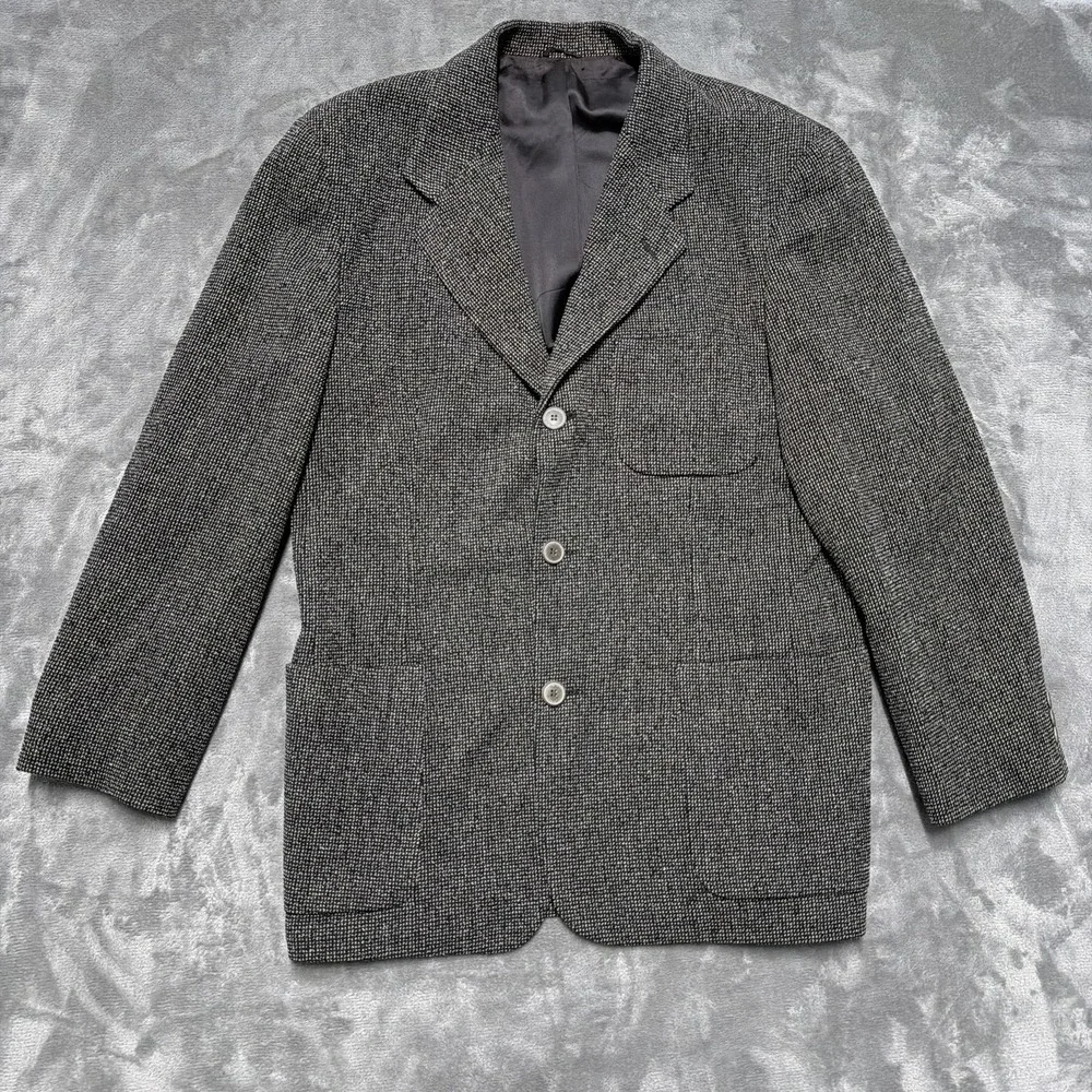 Vintage Caravan Sport Coat Mens Medium 44 Gray Tweed Wool Jacket Blazer‎